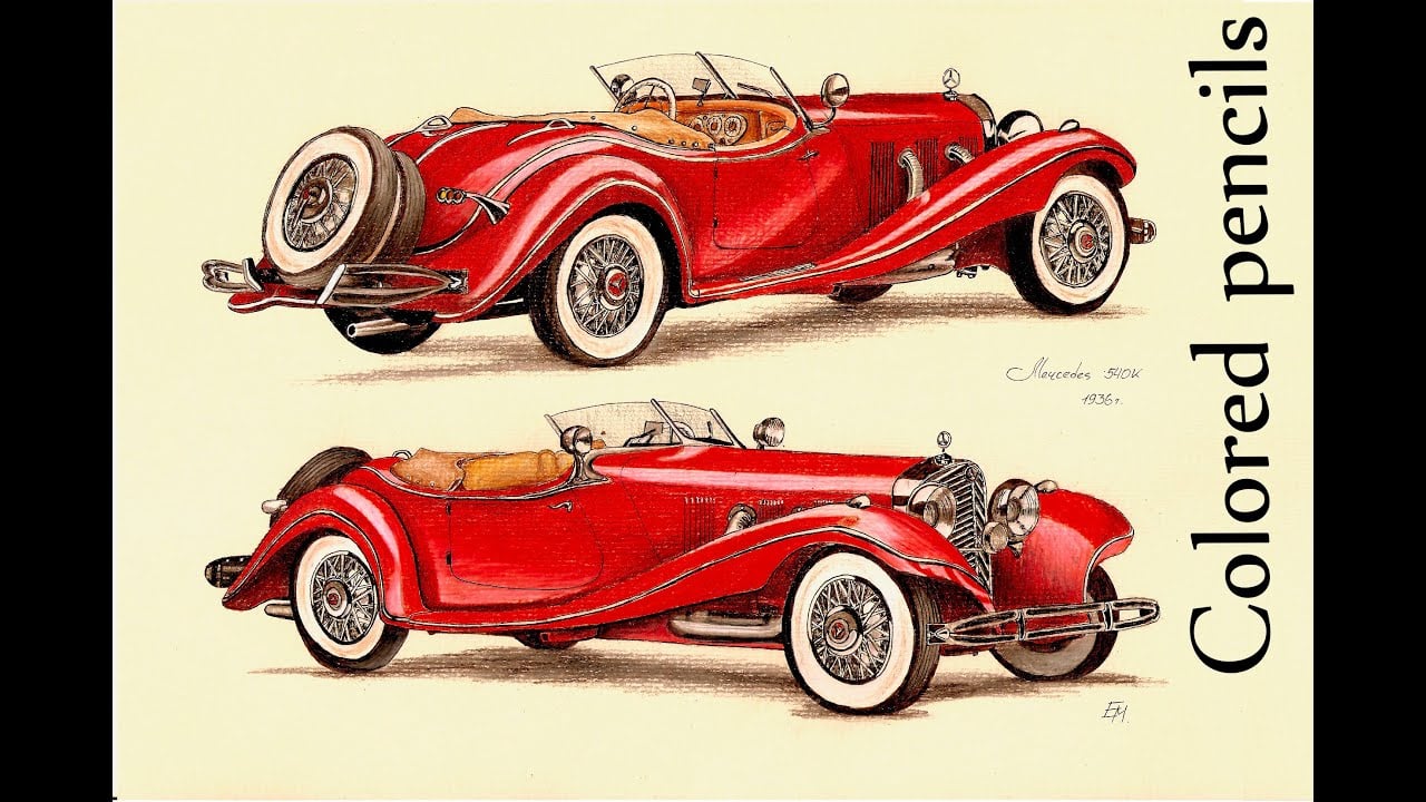 Рисование автомобиля Mercedes / Drawing Mercedes car