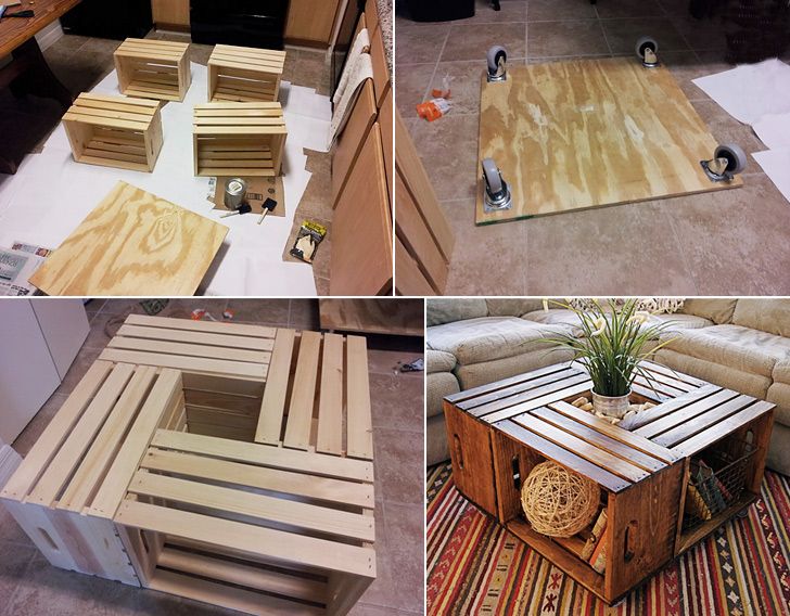 diy coffee table in fruit box