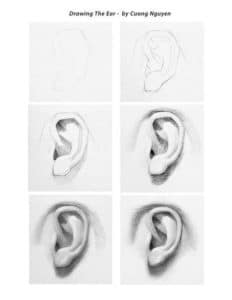 how to draw ear step by step