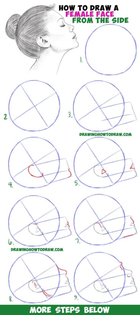 how to draw female face step by step