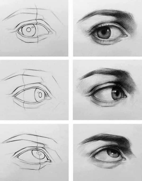 drawings of realistic eyes step by step