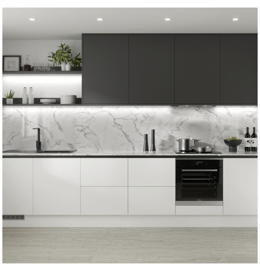 white and grey kitchen cabinets modern | Sky Rye Design