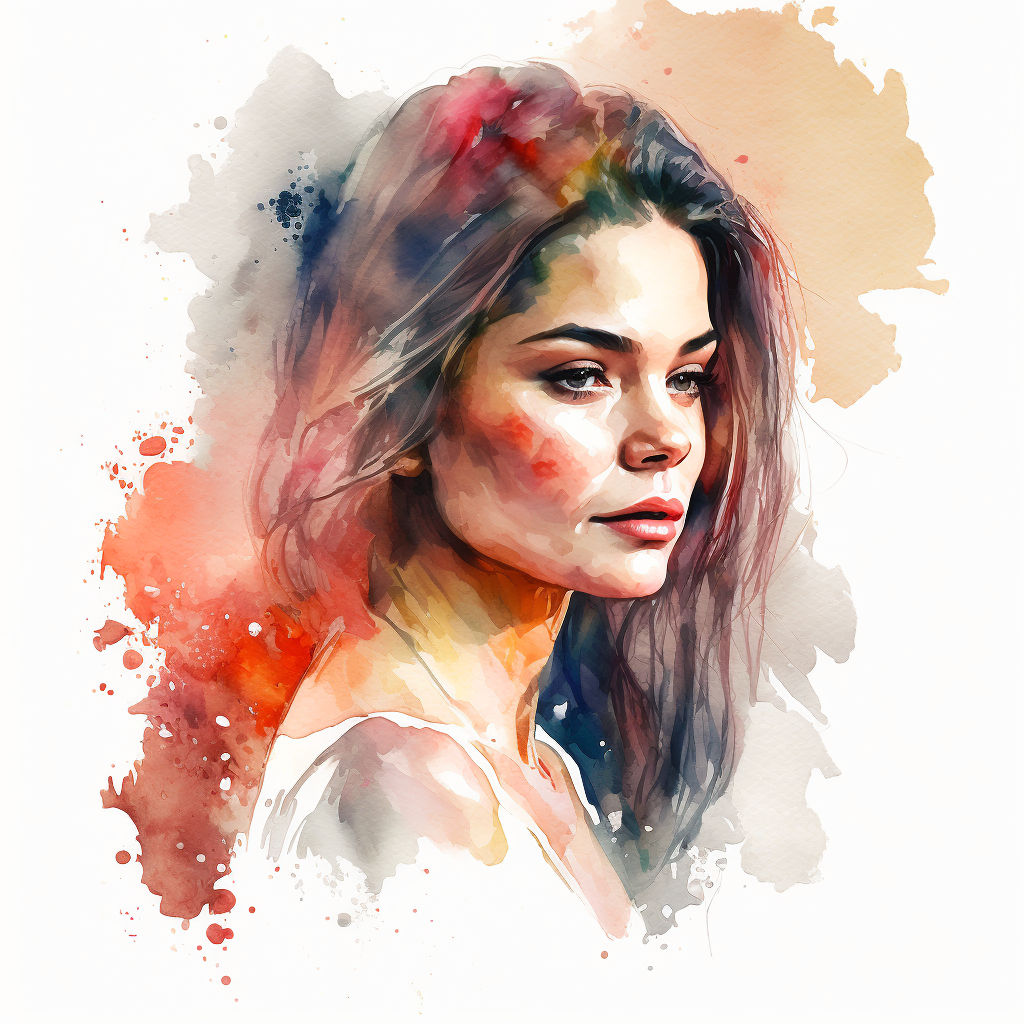a watercolor painting of a woman's face