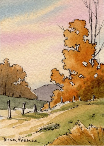 a watercolor painting of a tree