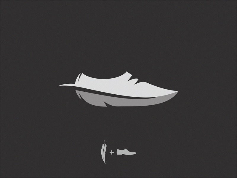 a white feather and shoe logo ideas