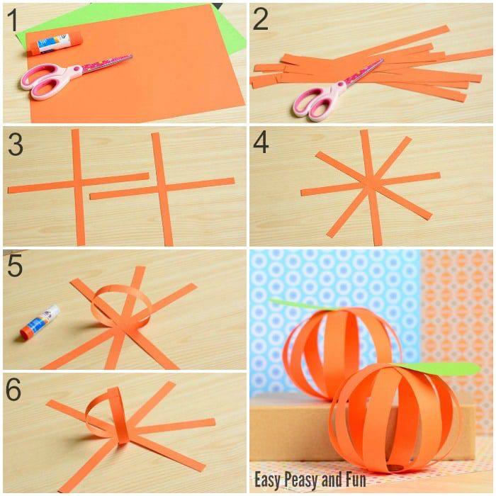 a collage of orange paper crafts