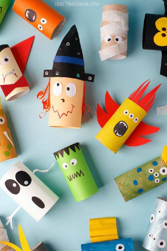 a group of toilet paper rolls for halloween decorations