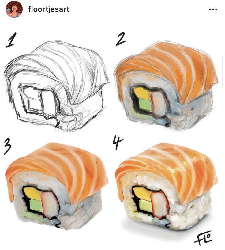 a screenshot of a drawing of a sushi