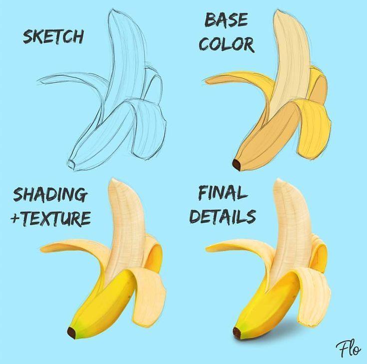 a banana with different colors and text