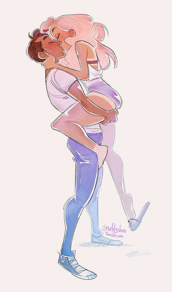 A drawing of a couple hugging each other.