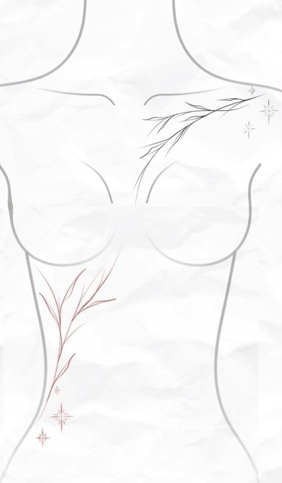 A drawing of a woman's body with a tree on it.
