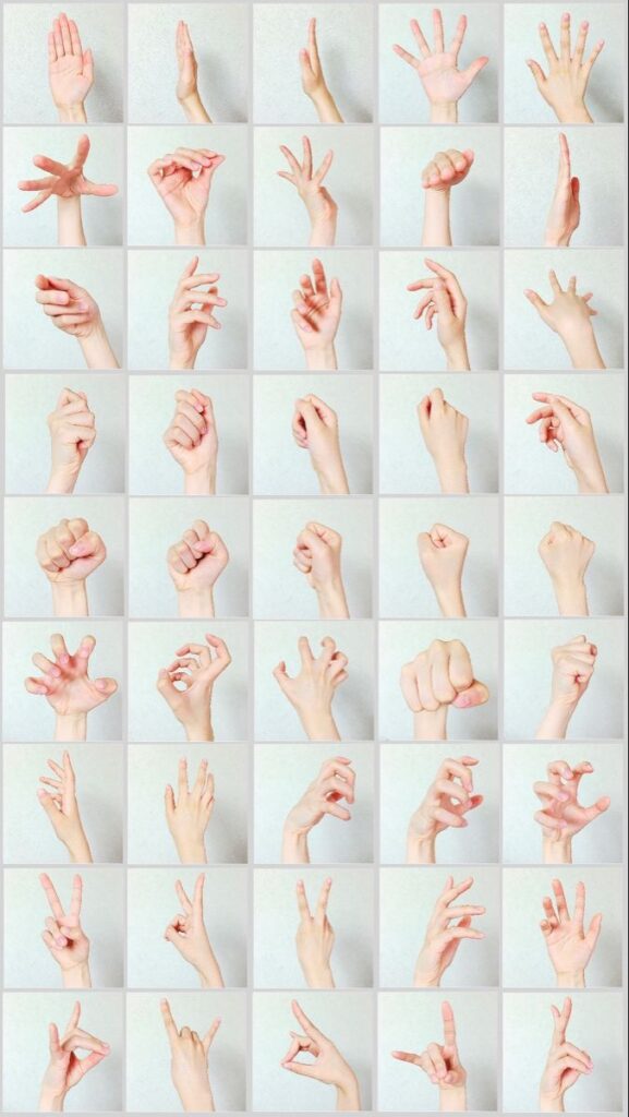 A collage of different hand gestures.