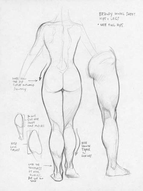 A drawing of a woman's legs and torso.