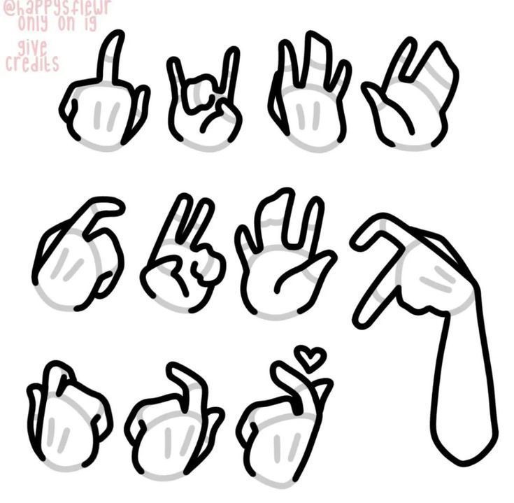 A drawing of different hand gestures.
