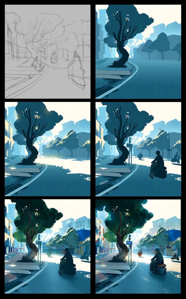 A series of pictures showing different stages of the animation process.