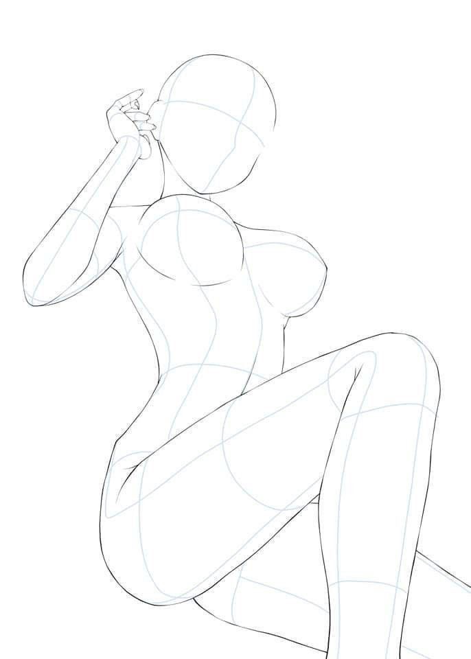 A drawing of a woman posing in a pose.