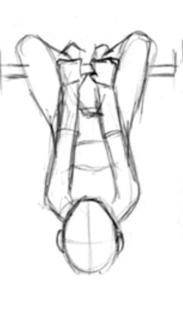 A drawing of a person doing a handstand.