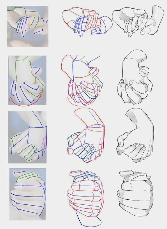 A collection of line drawings illustrating various hand positions.