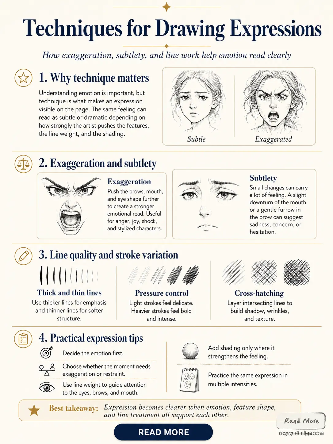 4d532d78-a3b0-447d-a818-7f24e6197dfe Infographic: Drawing facial expressions, exaggeration, subtlety, line quality and stroke variation tips | Sky Rye Design Infographic: Drawing facial expressions, exaggeration, subtlety, line quality and stroke variation tips