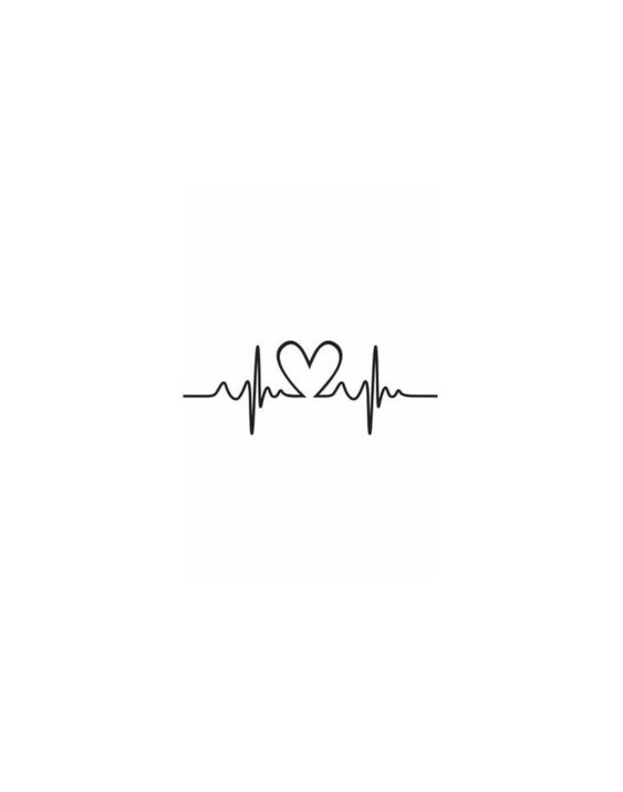 Minimalist heart and ECG line tattoo design, representing love and heartbeat on a simple white background.