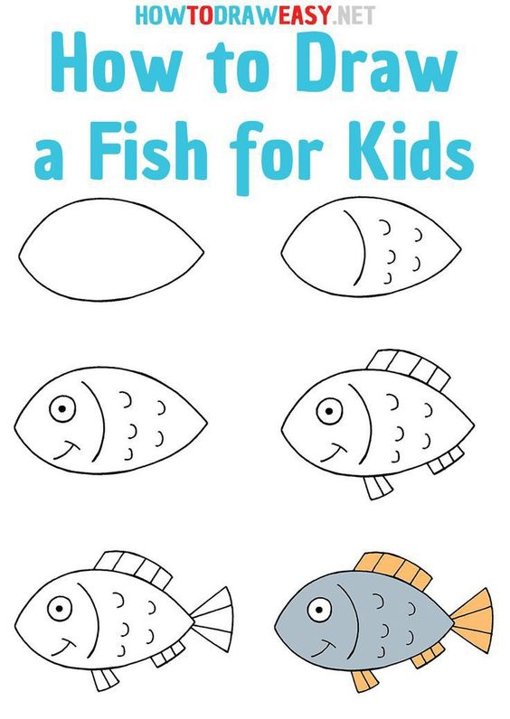 Step-by-step fish drawing tutorial for children