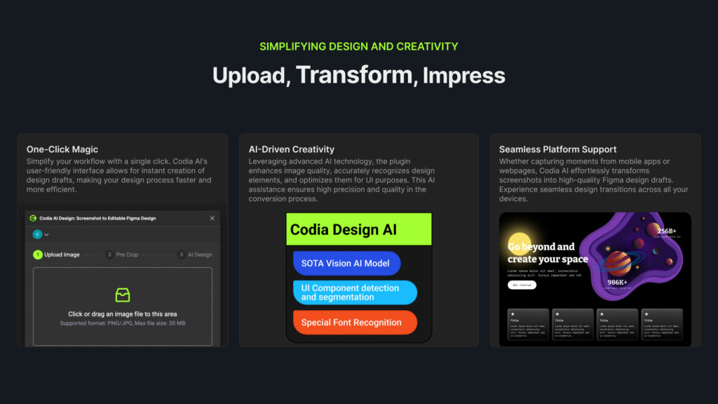 Promote design efficiency with Codia AI: instant design creation, AI-driven enhancements, and seamless Figma compatibility across devices.