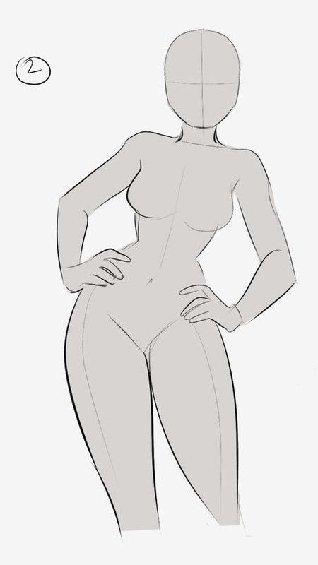 Body sketch of a female figure in pose with hands on hips, used for art and drawing practice.