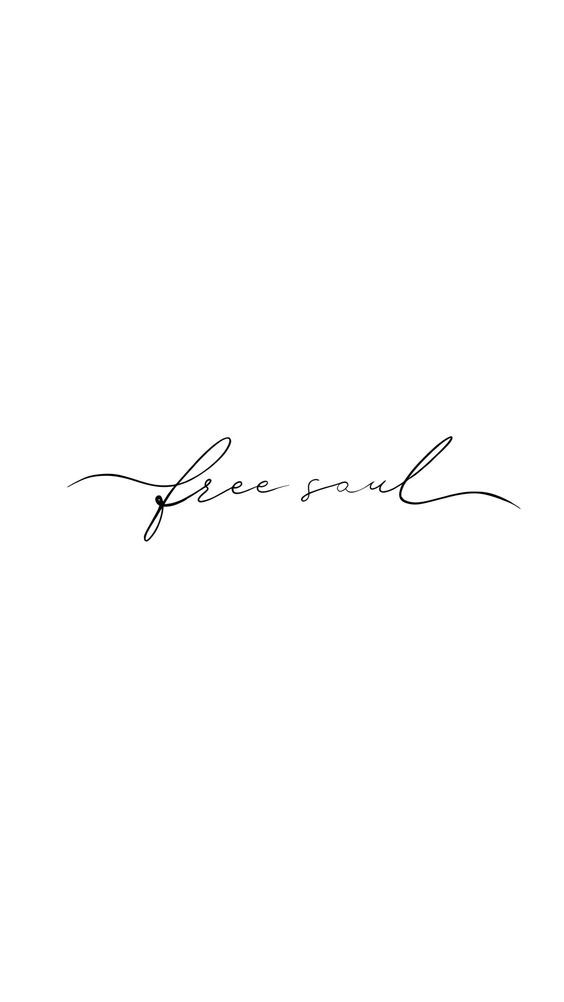 Elegant cursive script spelling free soul on a white background, symbolizing freedom and individuality.