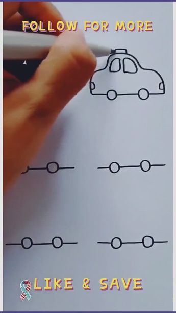 Hand drawing car doodles on white paper