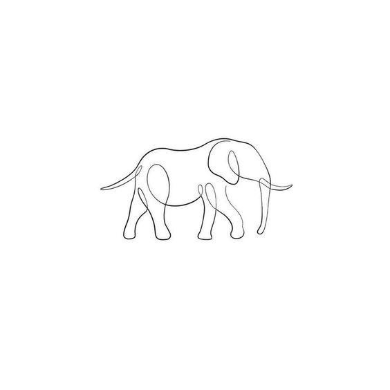 Minimalist single line drawing of an elephant on a white background, representing simplicity and elegance in art.
