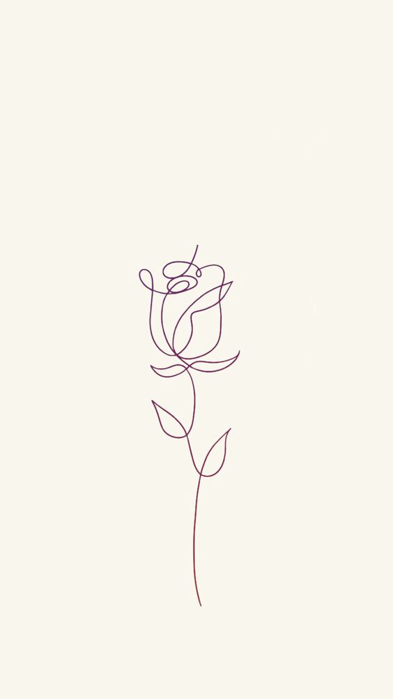 Minimalist single-line rose drawing on a light beige background, representing simplicity and elegance in floral art.