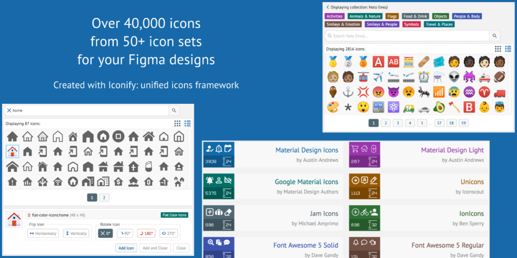 Webpage displaying various colorful icon sets design