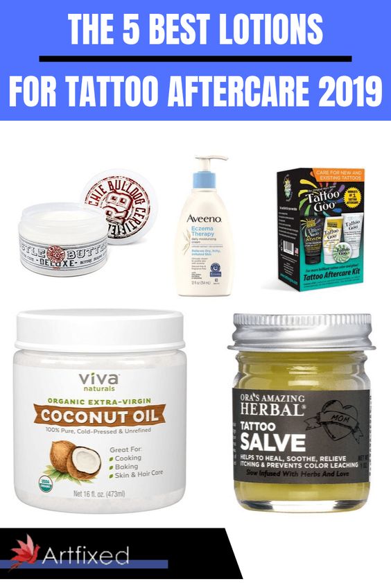 5 Best Tattoo Aftercare Lotions 2019: Hustle Butter, Aveeno, Tattoo Goo, Viva Coconut Oil, Ora's Amazing Herbal Tattoo Salve.