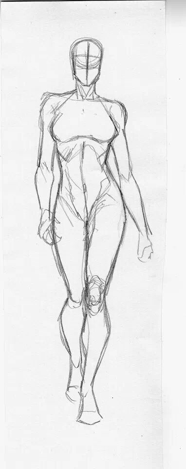 Rough sketch of a human walking figure, showcasing anatomy with minimal lines on a white background.