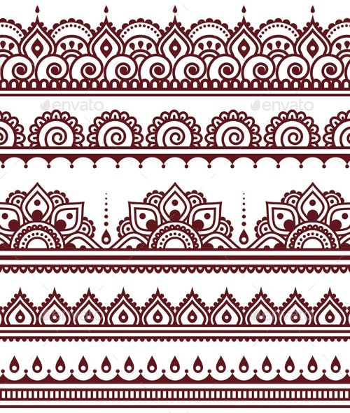 Intricate henna-style design with geometric and floral patterns in maroon on a white background, ideal for ethnic art.