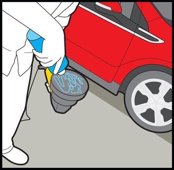 Illustration of person charging an electric vehicle with a charging cable, illustrating clean energy usage.