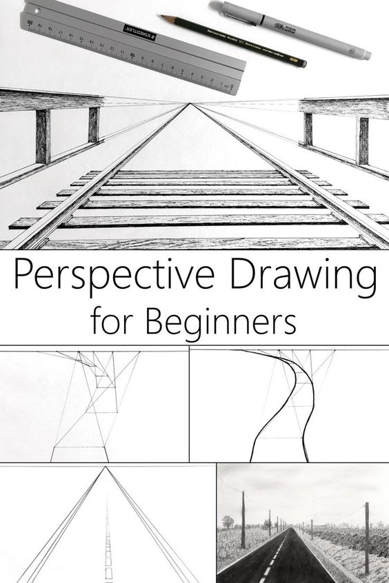 Alt text: Perspective drawing tutorial with tools, step-by-step guide, and beginner templates featuring vanishing points and lines.