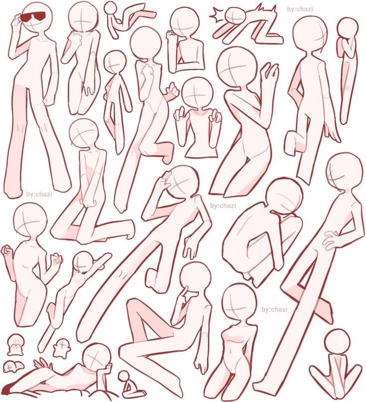 Sketches of human figures in various dynamic poses, perfect for drawing reference. Created by by:chazi.