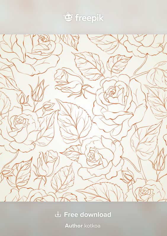 Seamless floral pattern with hand-drawn roses and leaves, perfect for wallpapers or fabric designs. Free download available.