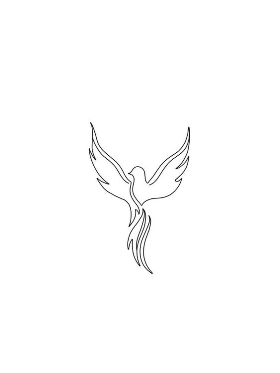 Minimalist bird line drawing with wings spread, symbolizing freedom and grace. Black and white, simple and elegant design.