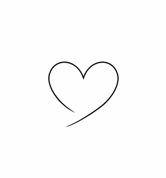 Minimalist black and white heart line drawing, perfect for love-themed designs and simplicity in art.