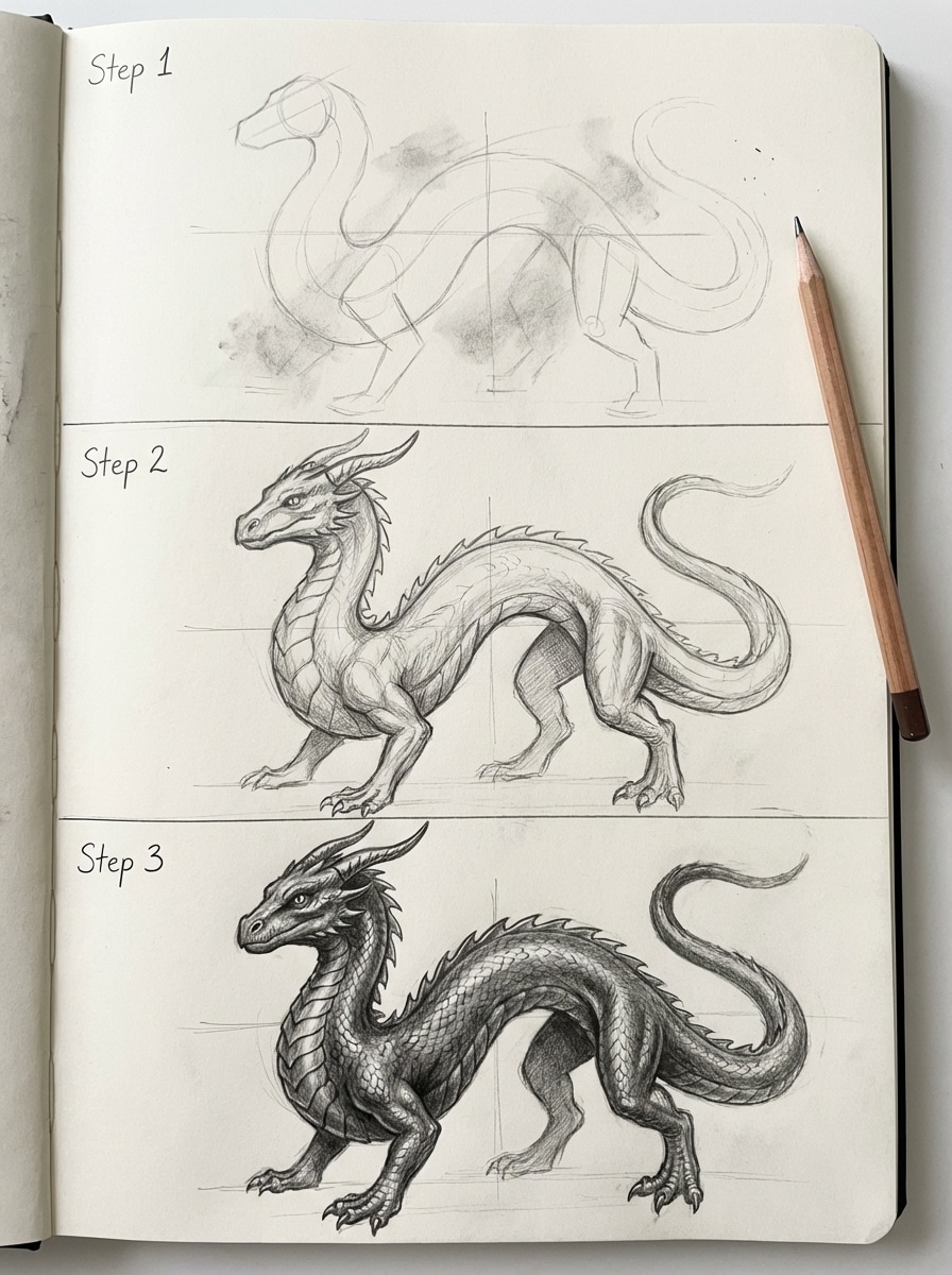 Step-by-Step Dragon Drawing for Artists of All Levels