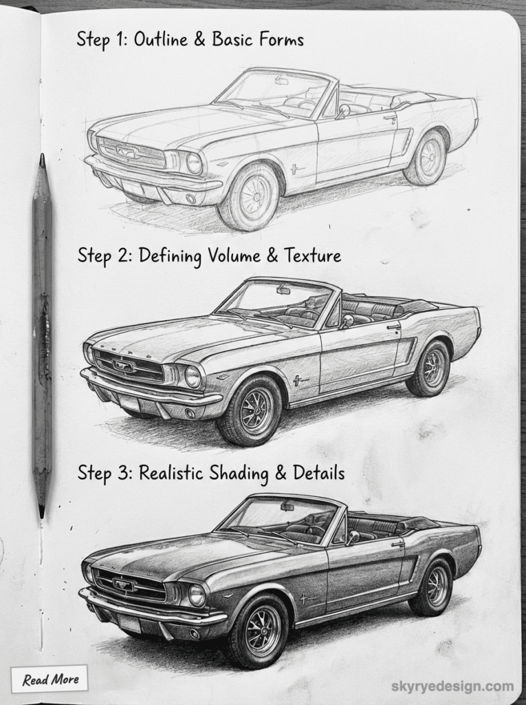 sketch-tutorial - 2026-01-19T204713140 Step-by-step car sketching guide: Outline, add volume, finish with realistic shading and details. Learn car drawing | Sky Rye Design Step-by-step car sketching guide: Outline, add volume, finish with realistic shading and details. Learn car drawing