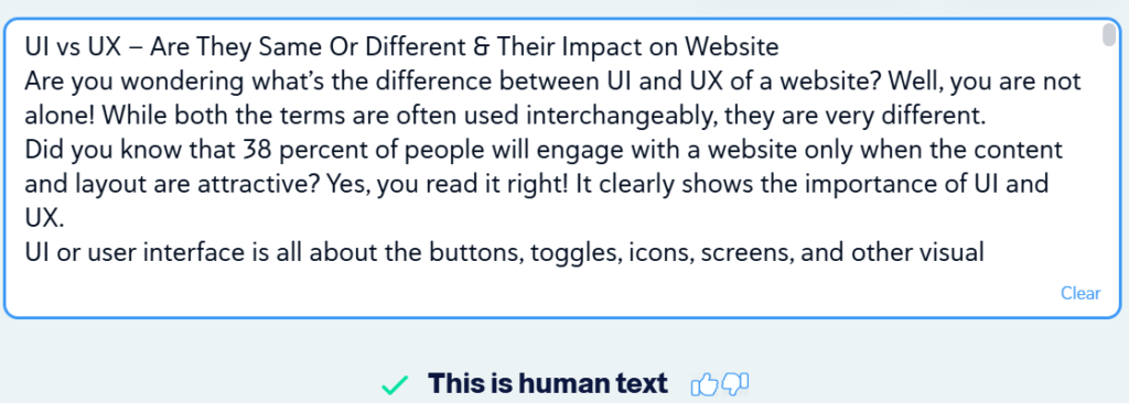 Text discussing the differences between UI and UX on websites and their impact on user engagement, highlighting the importance of both.