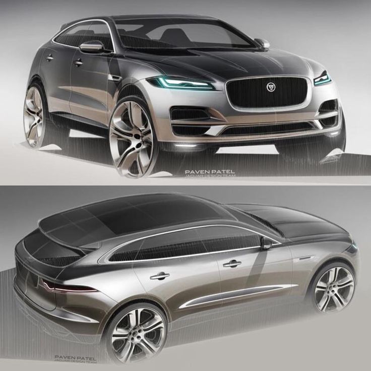 Luxury SUV concept sketch with sleek design, shiny silver body, and futuristic headlights.