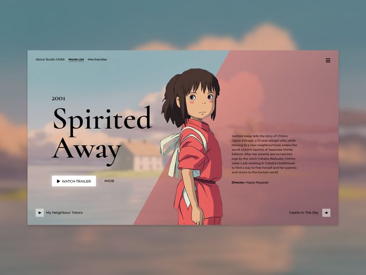 Spirited Away movie cover featuring Chihiro against animated background, promoting Studio Ghibli's 2001 fantasy film.