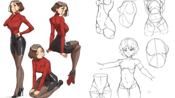 Digital character models and anatomical sketching techniques for drawing the human figure in dynamic poses.