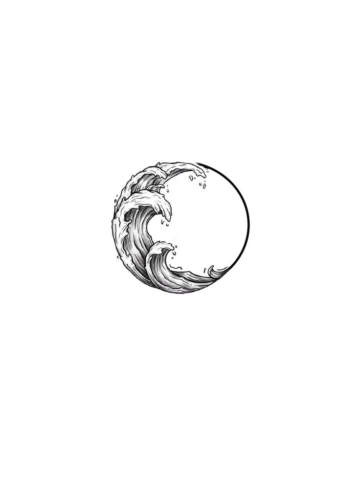 Illustration of ocean waves forming a circle on a white background, symbolizing nature and fluidity.