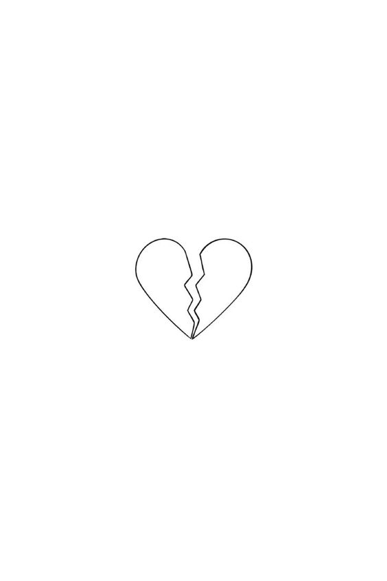 Minimalist broken heart illustration, symbolizing heartbreak and emotions, outlined on a white background.