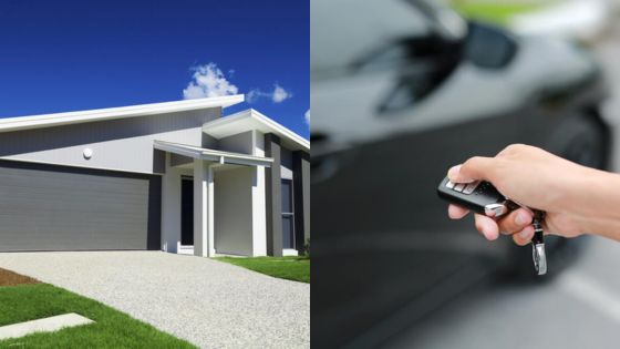 Modern house and car key in hand, symbolizing home and vehicle security and ownership.